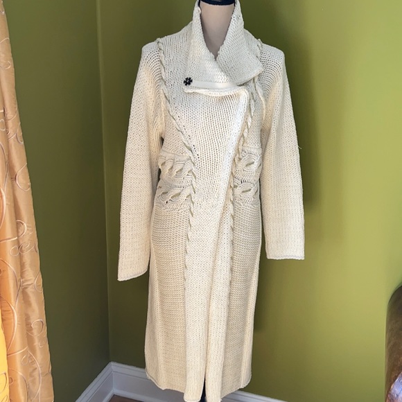 BOSTON DESIGN STUDIO  ASYM ZIPPER LUREX CARDIGAN L - Picture 2 of 16